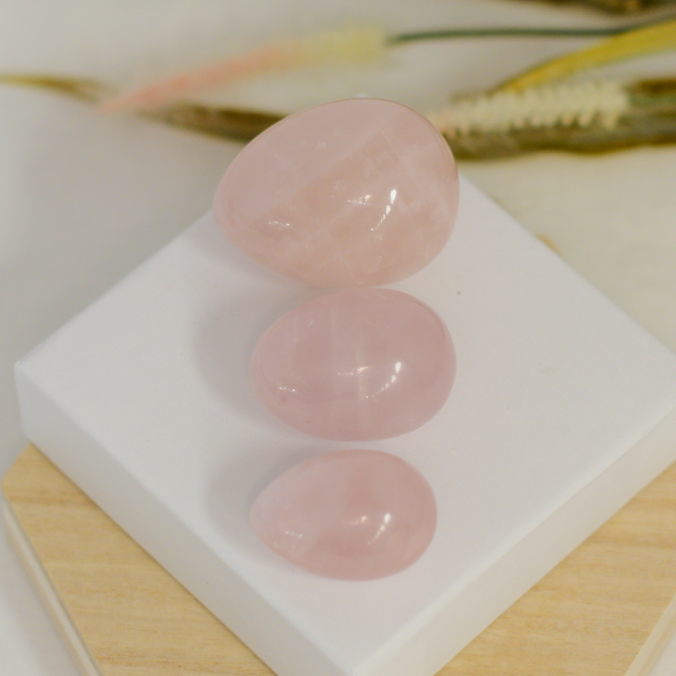 rose quartz yoni eggs set of three
