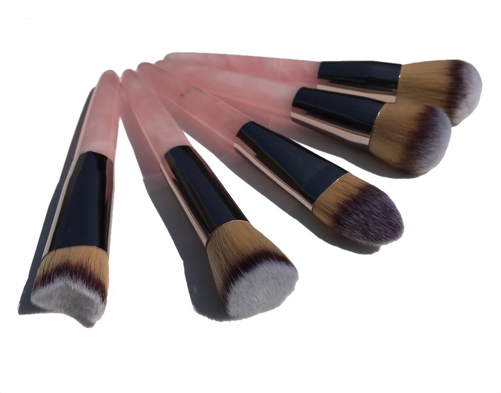 Rose quartz makeup brush set