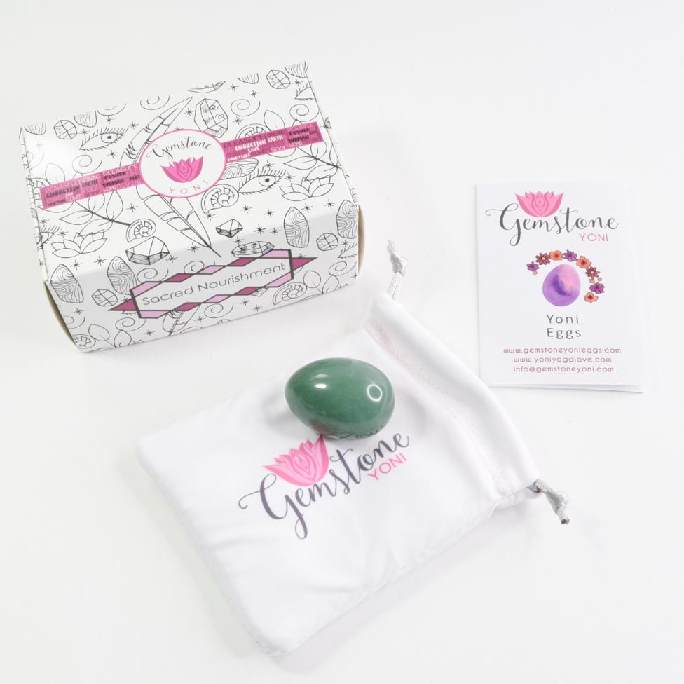 Green aventurine yoni egg with user guide and keep safe pouch