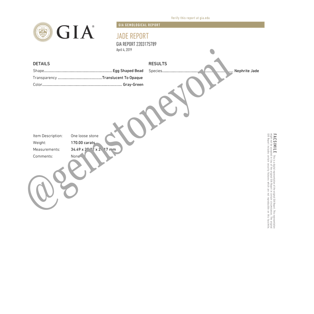 Nephrite jade GIA certificate