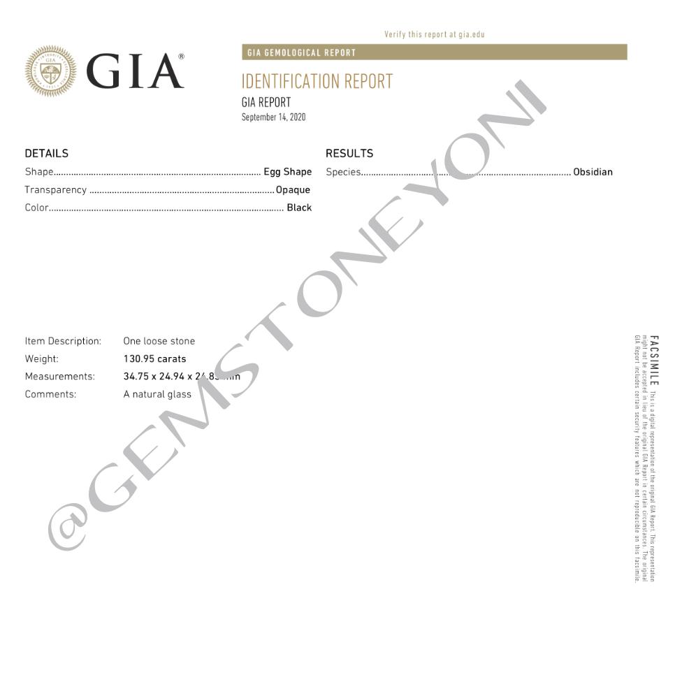 Obsidian anal plug GIA certification 