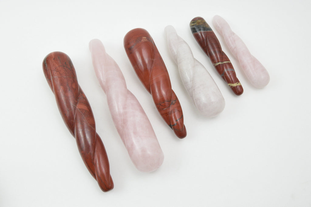 Clearance yoni wands twisted rose quartz and red jasper