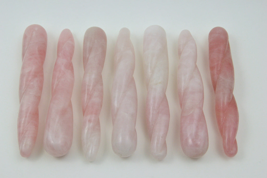 Clearance yoni wands by gemstone yoni medium spiral rose quartz