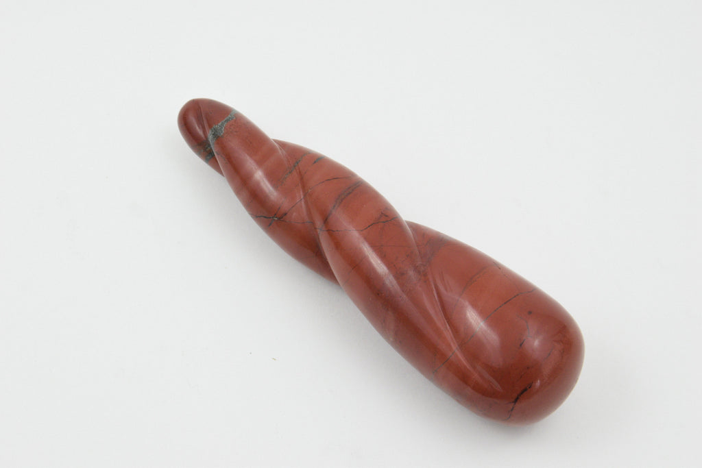 Medium thick red jasper crystal sex toy