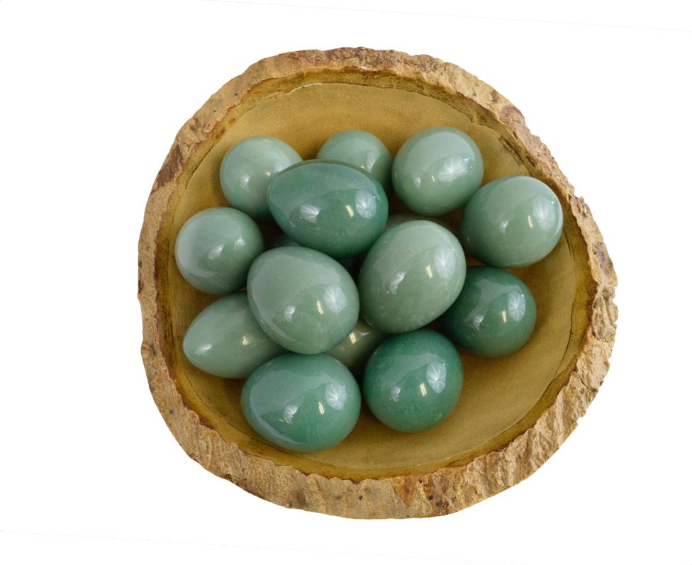 Green Aventurine Yoni Eggs in a bowl to show the variations of green 