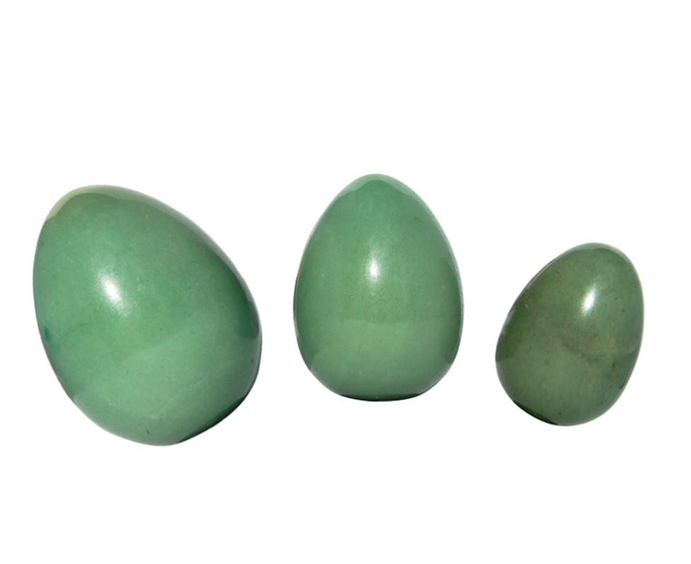 Green aventurine Yoni Egg set of three Large, Medium, Small 
