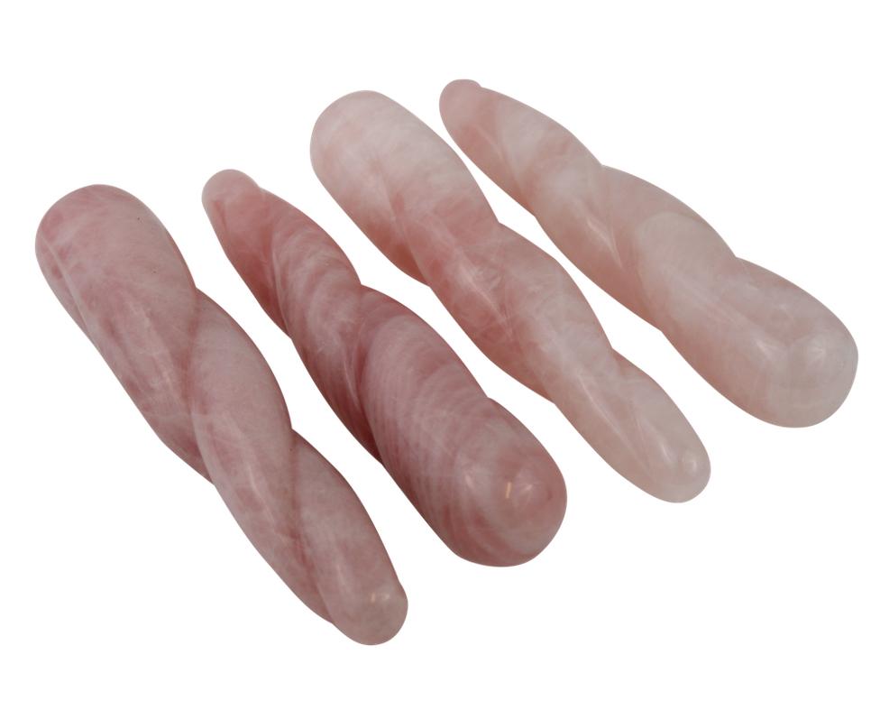 Large spiral yoni wands in rose quartz gemstone 