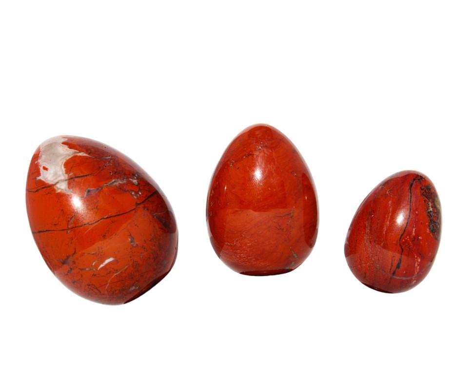 Red Jasper Yoni Egg set of three large medium small