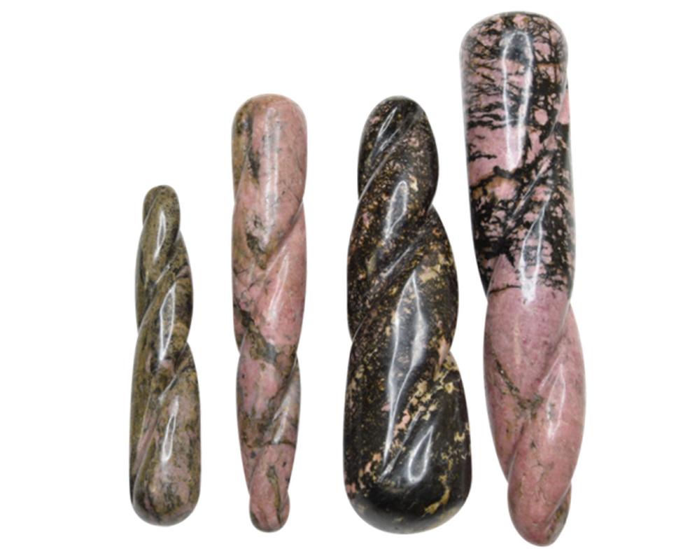 Rhodonite spiral yoni wands 