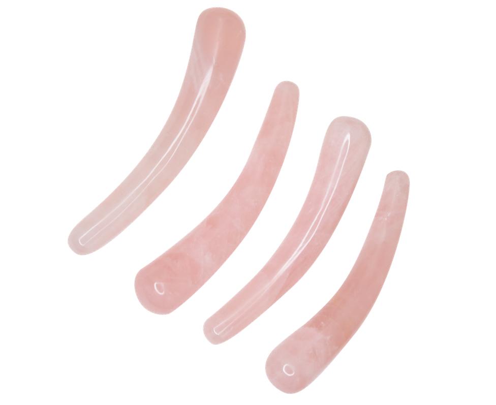 rose quartz crescent yoni wands