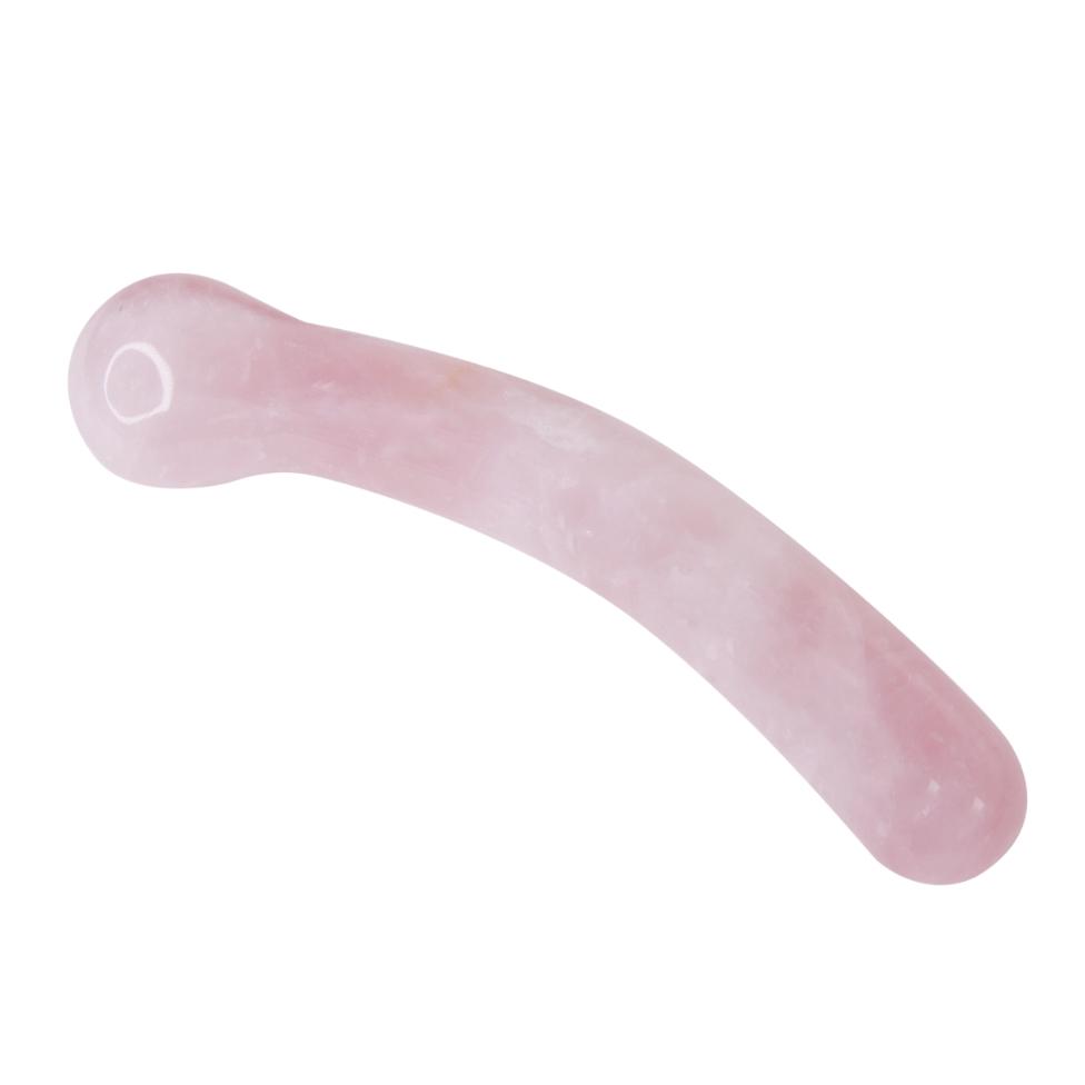 Rose quartz bulbous crystal dildo