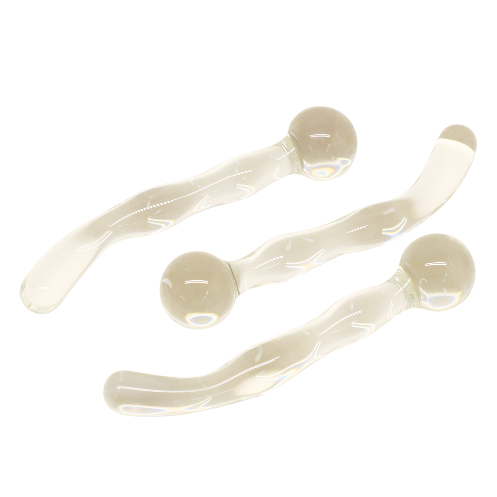 Sensual glass yoni wands with bulb end and pleasure shaft 